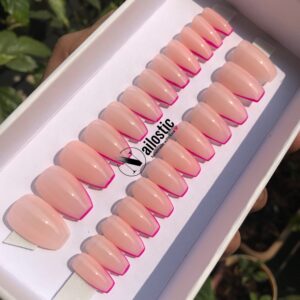 PINK BOX-STYLE FRENCH MANICURE - REGULAR COFFIN