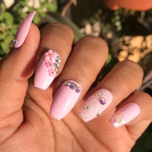 PINK 3D FLOWER SUGAR NAILS